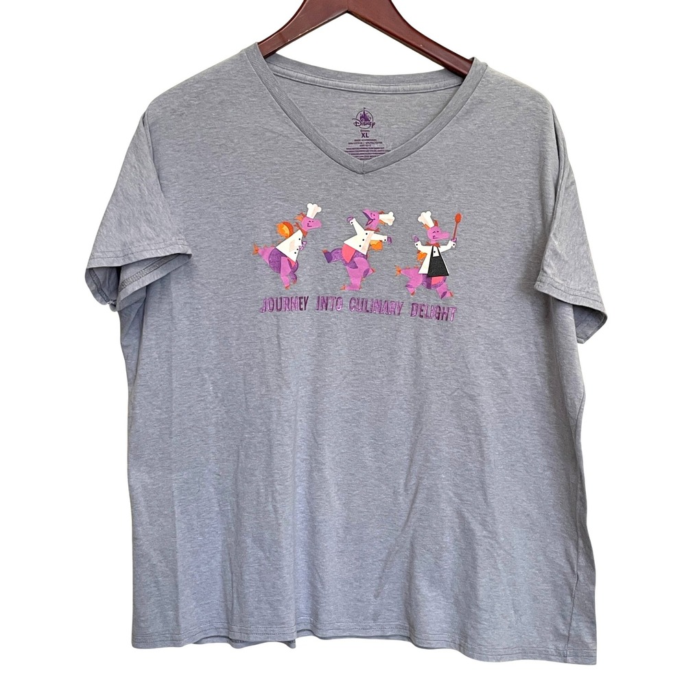 Disney Figment 2021 EPCOT Food & Wine Festival Passholder Gray V-Neck Shirt XL